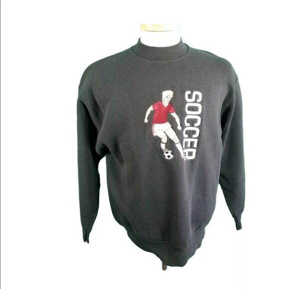 Fruit of the Loom Other - Vintage Soccer Crew Neck Large Black Fruit Of The Loom 50/50 Made In Canada